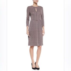 Tory Burch silk shift dress keyhole knee length blue red floral print Small S
